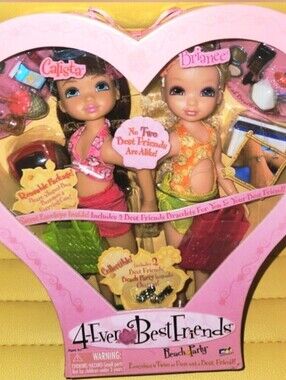 NEW 4Ever Best Friends Beach Party Dolls - Pink & Orange Swimwear Set